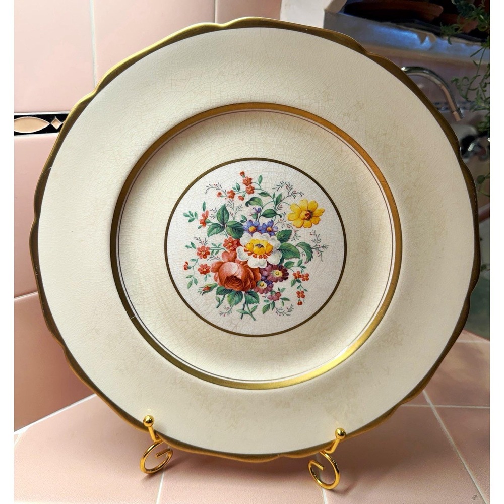 Johnson Bros Pareek Floral Gold Trim Dinner Plate 10.5" England Ceramic